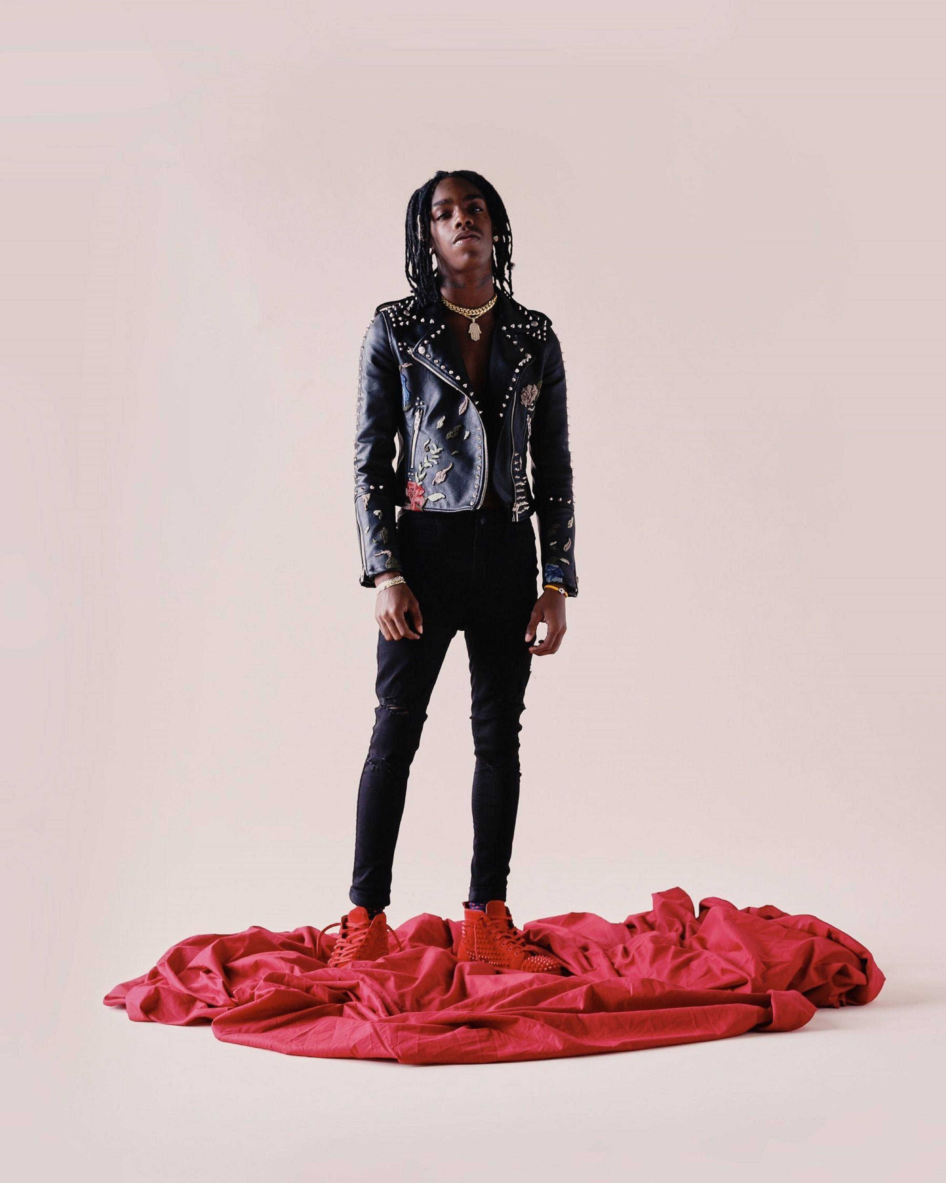 Ynw Melly, dreadlocks, studded black leather jacket, 4K Phone Wallpaper