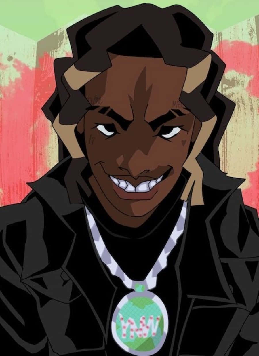 Ynw Melly, anime character, dark skin, SD Phone Wallpaper
