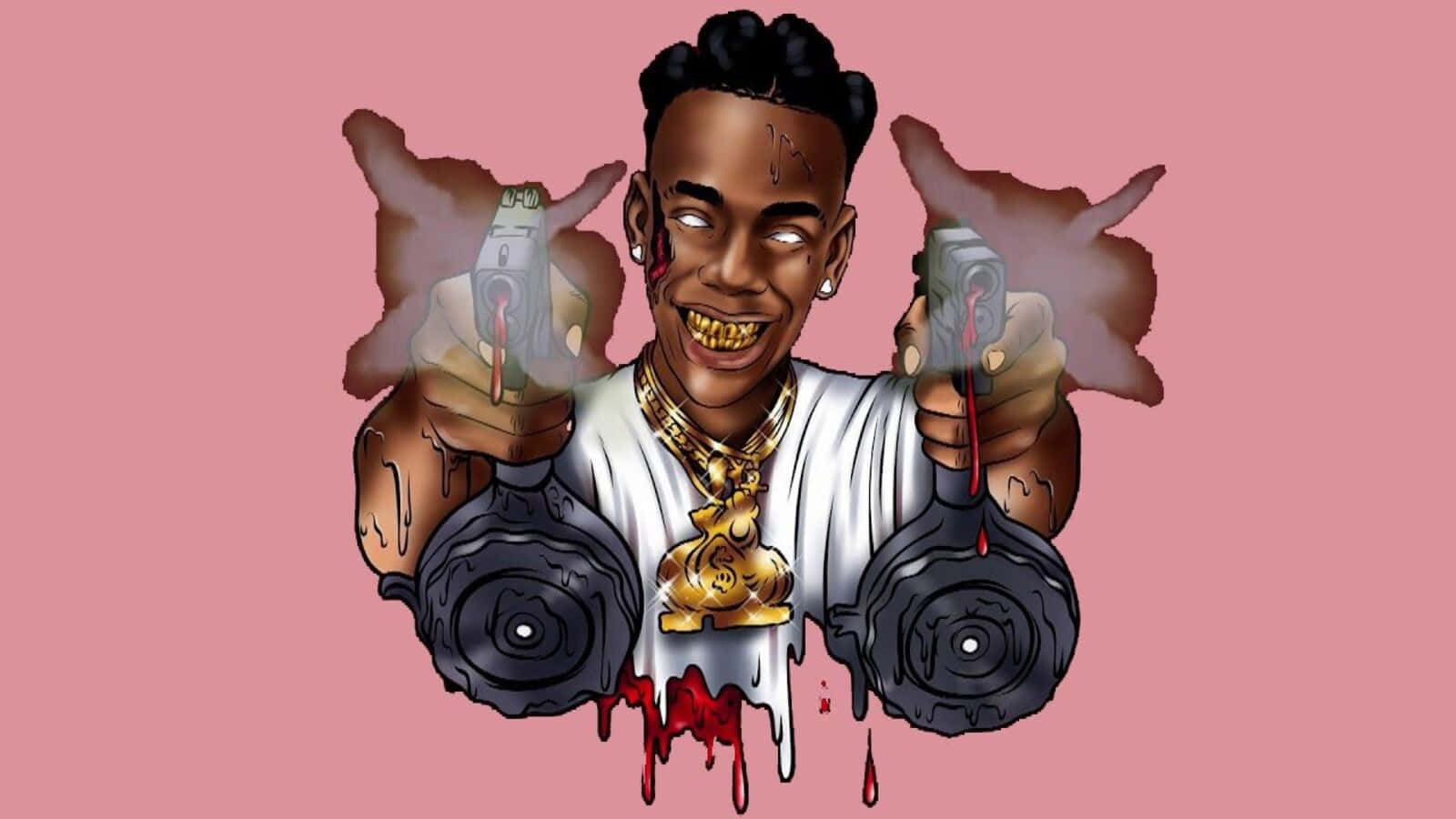 Ynw Melly, cartoonish man, gold teeth, HD Desktop Wallpaper
