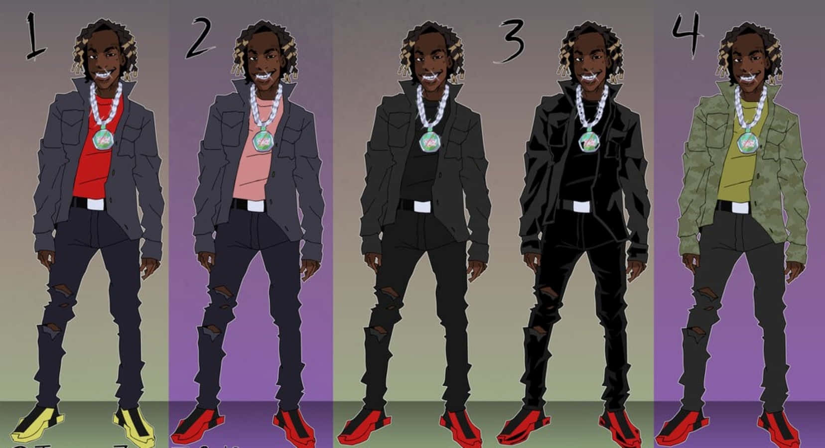 Ynw Melly, cartoon, vibrant colors, HD Desktop Wallpaper