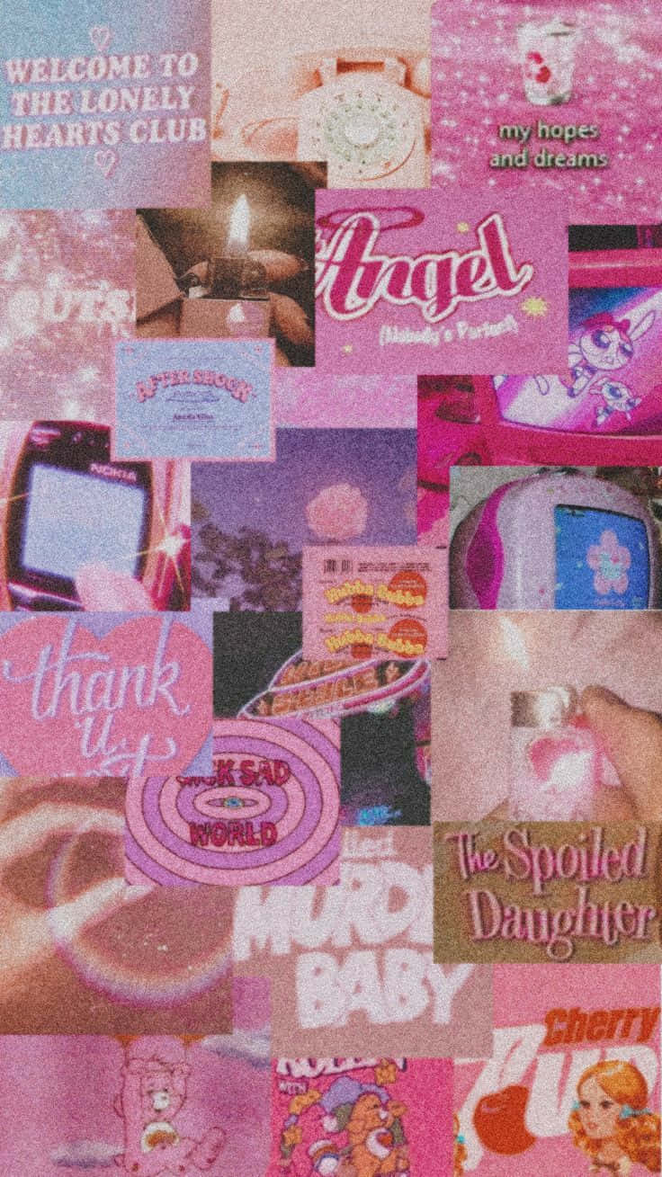 Y2 K Aesthetic, pink-toned, vintage pop culture items, HD Phone Wallpaper