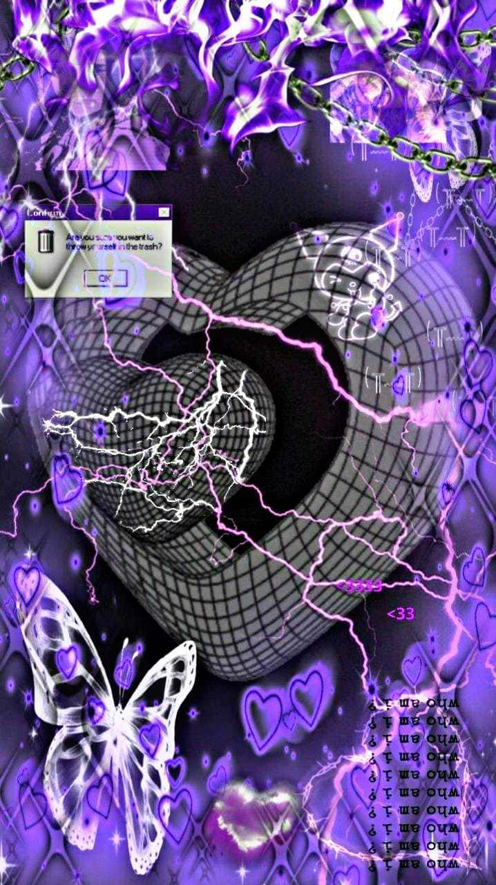 Y2 K Aesthetic, glowing purple butterfly, lightning, HD Phone Wallpaper
