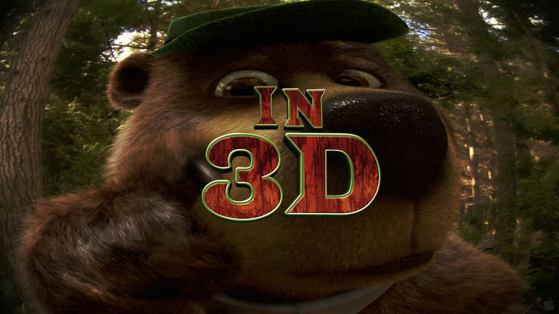Yogi Bear, green cap, IN 3D, Full HD Desktop Wallpaper