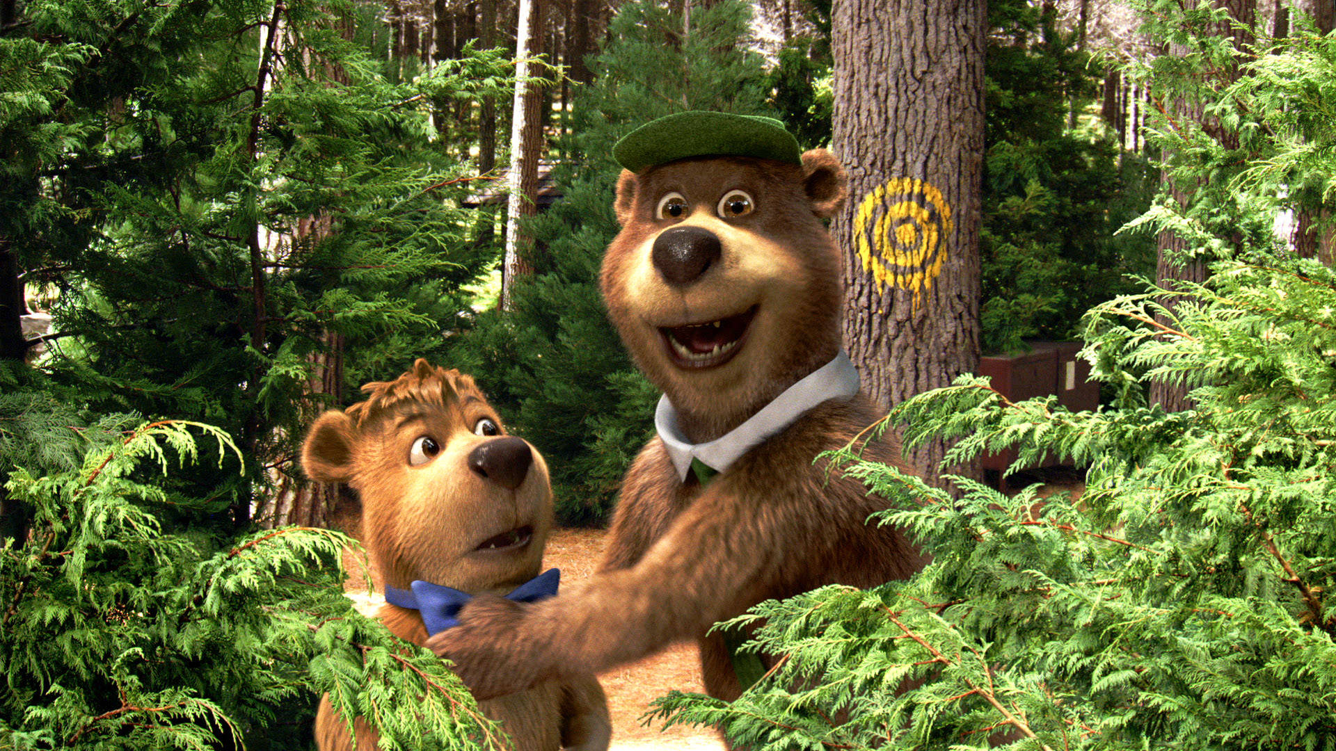 Yogi Bear, green hat, bowtie, Full HD Desktop Wallpaper