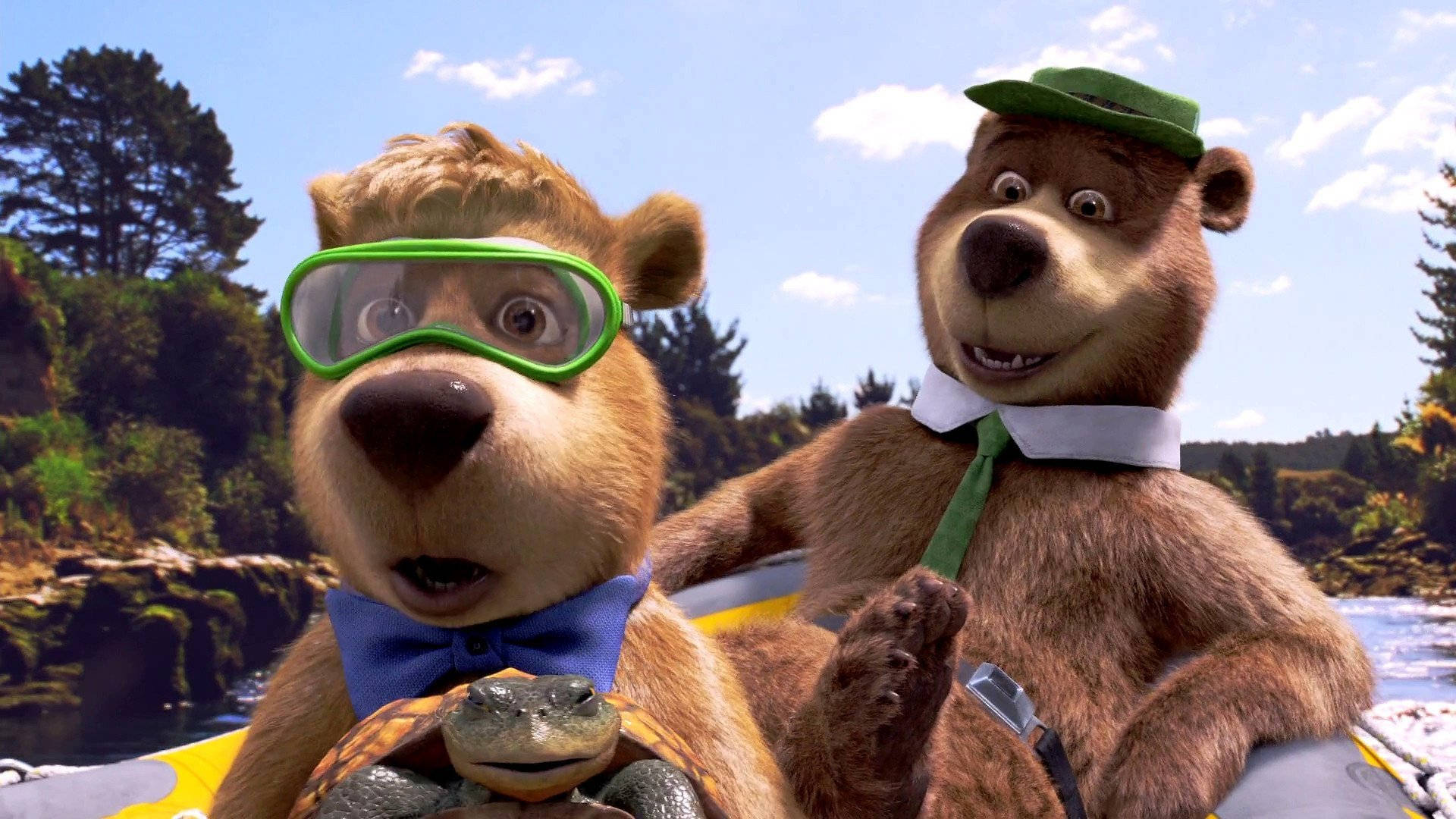 Yogi Bear, water rafting, sunny river, Full HD Desktop Wallpaper