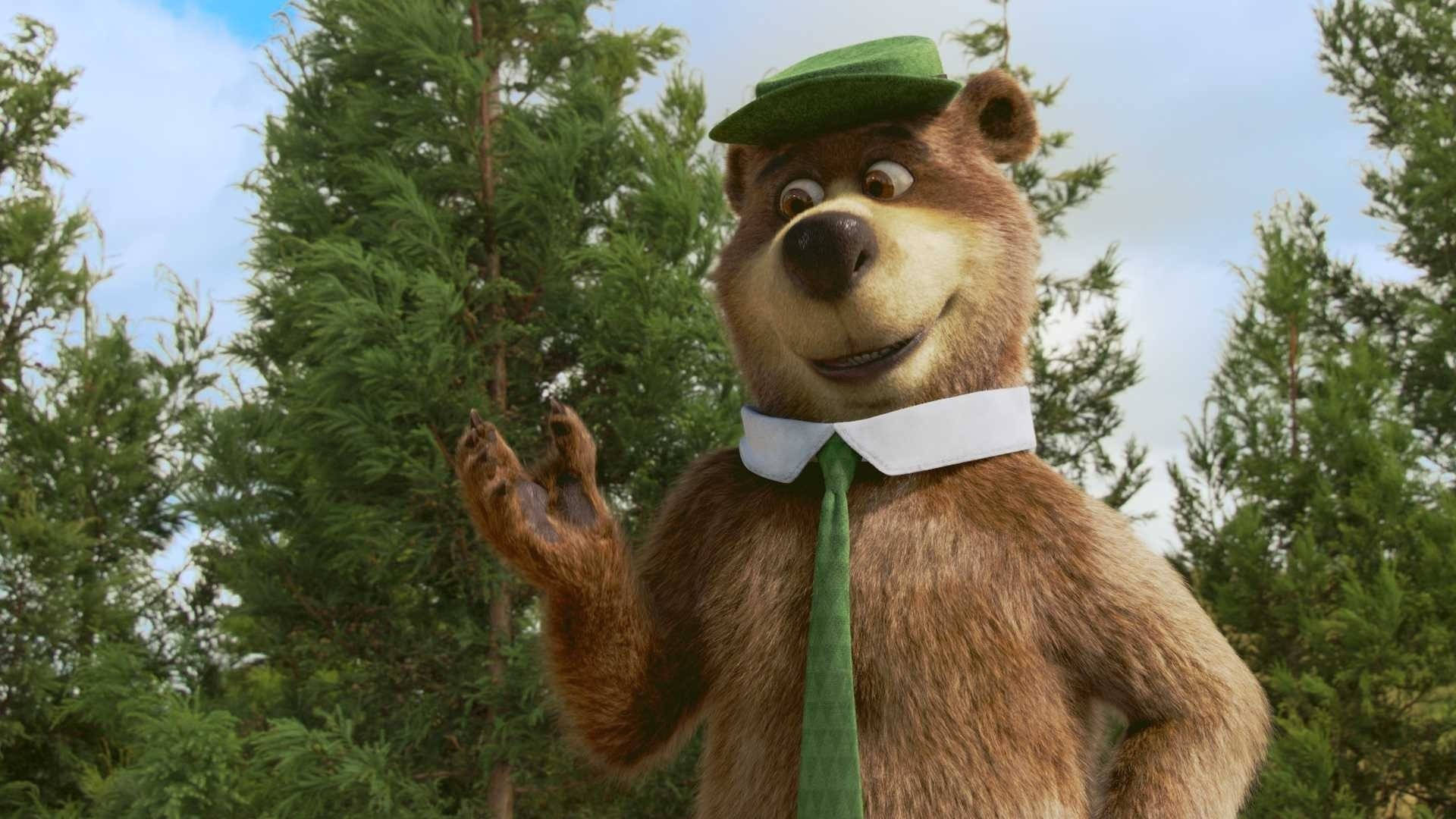 Yogi Bear, green hat, tie, Full HD Desktop Wallpaper