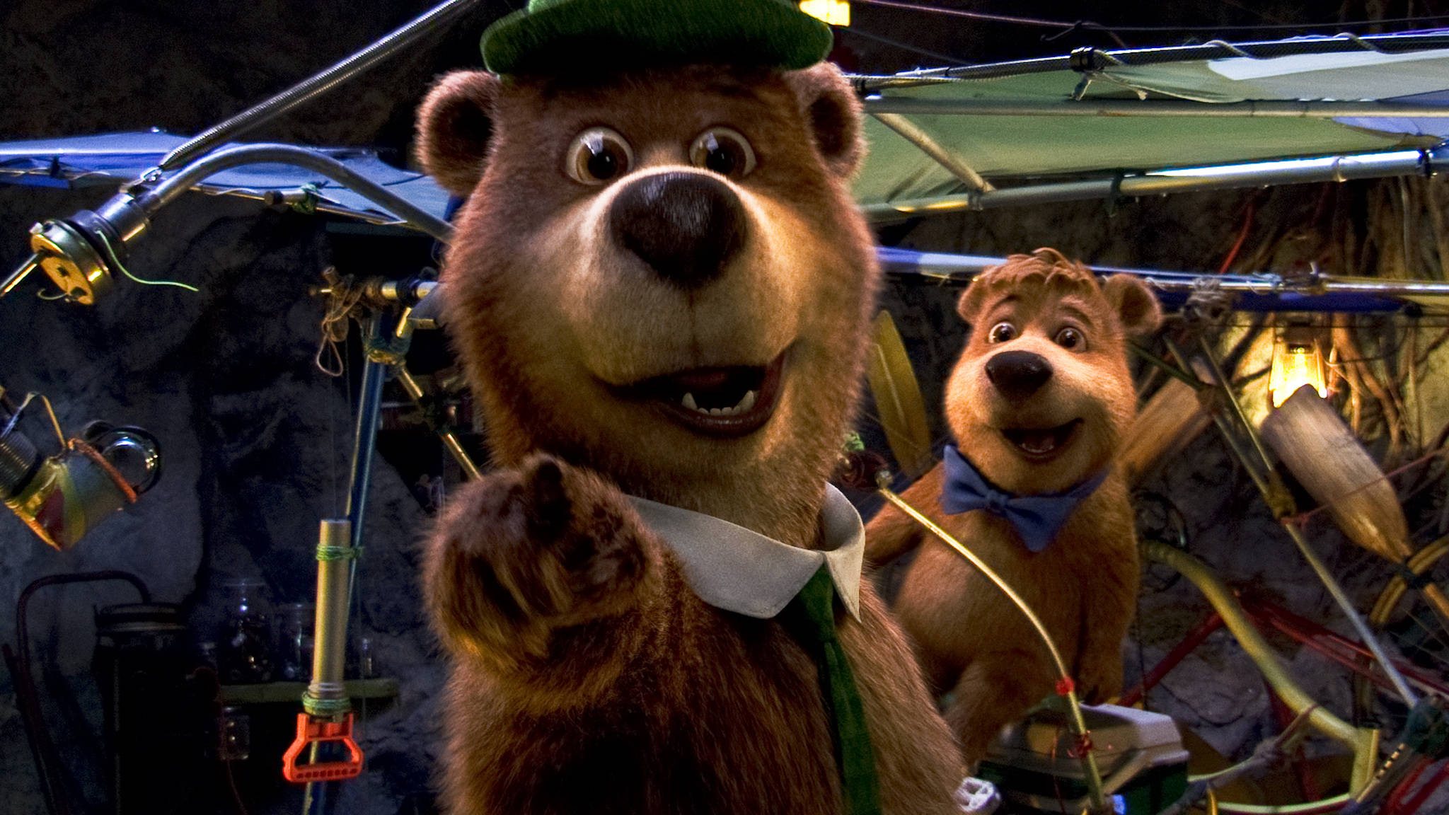 Yogi Bear, new invention, cluttered workshop, Full HD Desktop Wallpaper