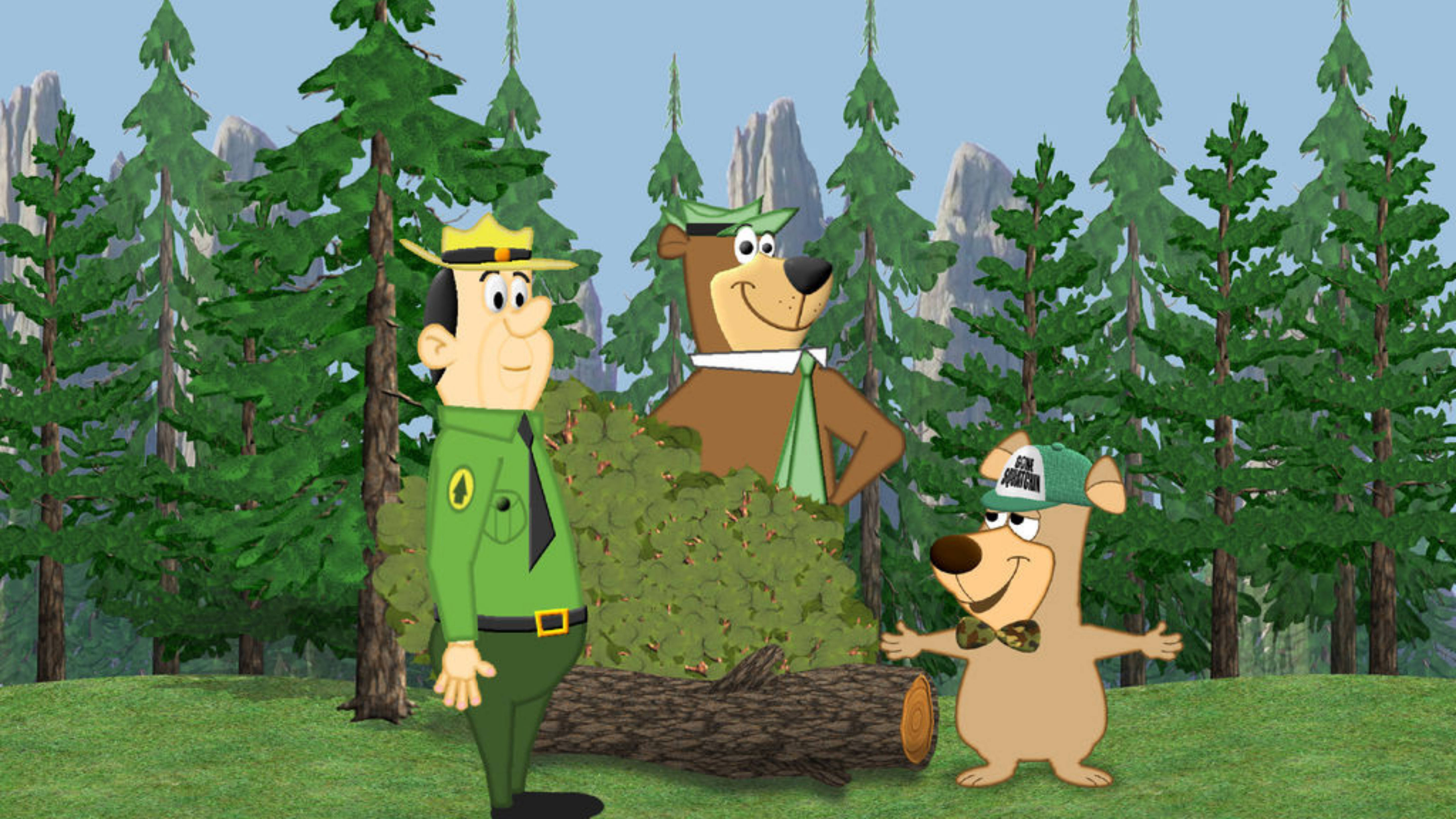Yogi Bear, cartoon forest rangers, pine forest, 5K Desktop Wallpaper