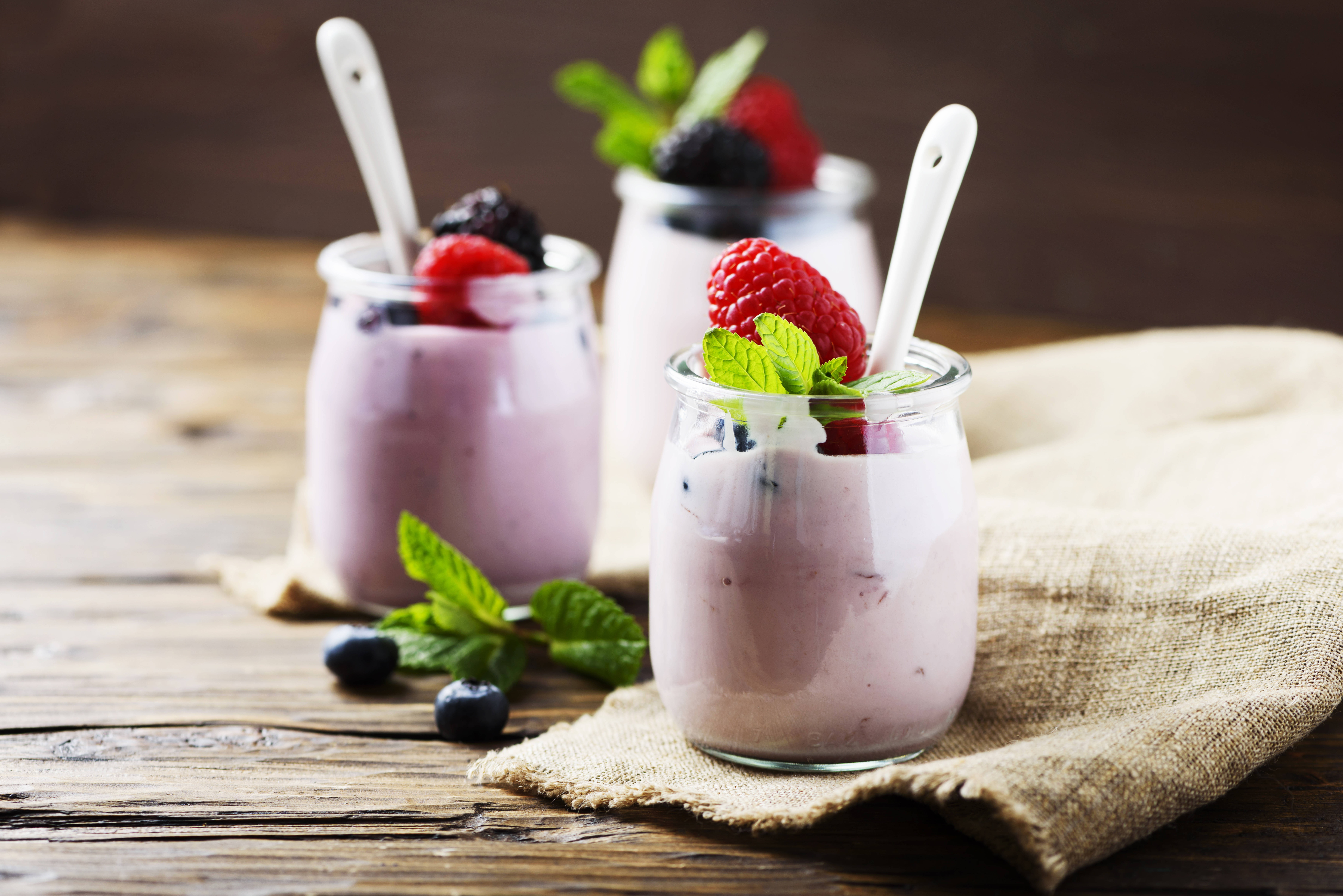pink berry yogurt, raspberries, blackberries, 8K Desktop Wallpaper