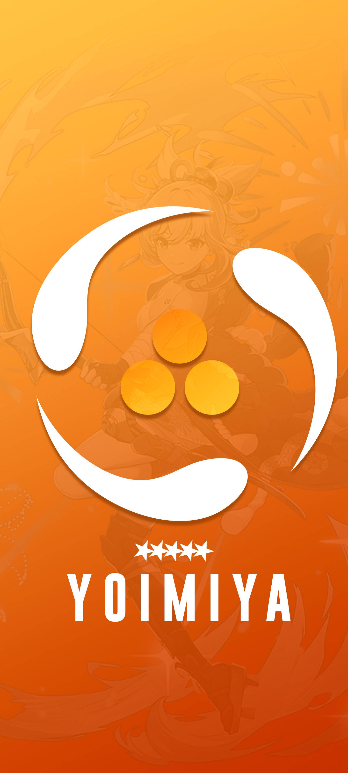 Yoimiya, Yoimiya logo, vibrant orange gradient, 2K Phone Wallpaper
