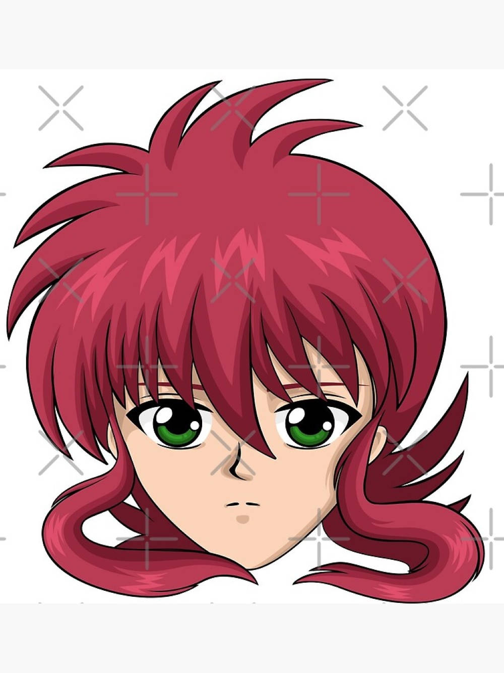 Yoko Kurama, spiky red hair, large green eyes, HD Phone Wallpaper