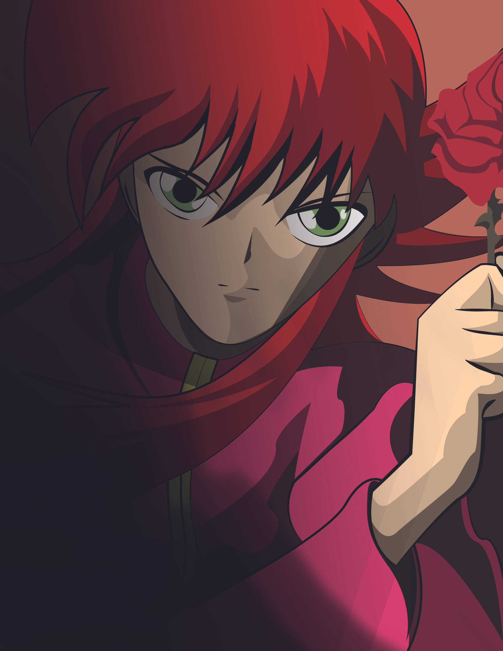 Yoko Kurama, red-haired, green eyes, Full HD Phone Wallpaper