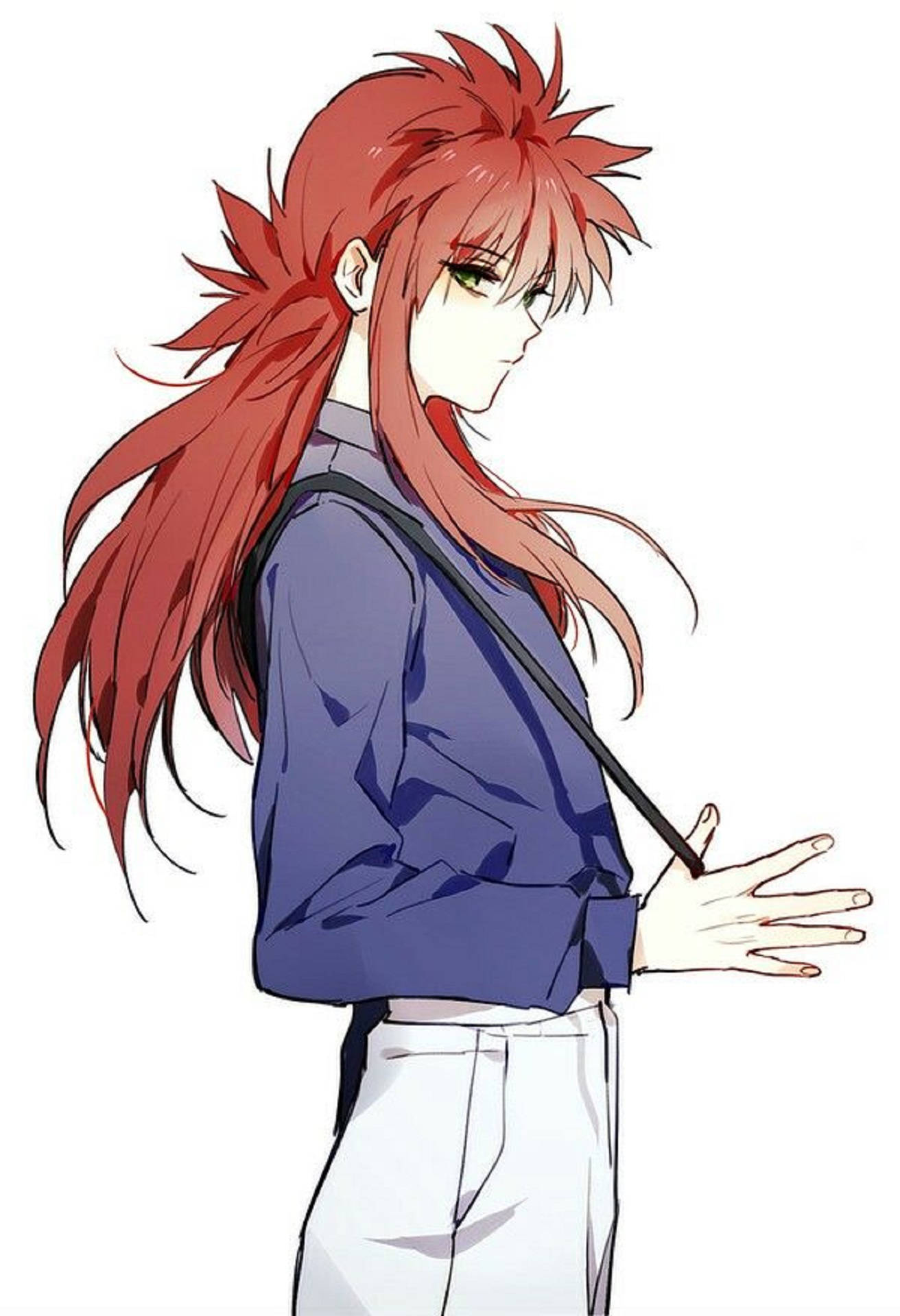 Yoko Kurama, spiky red hair, green eyes, Full HD Phone Wallpaper