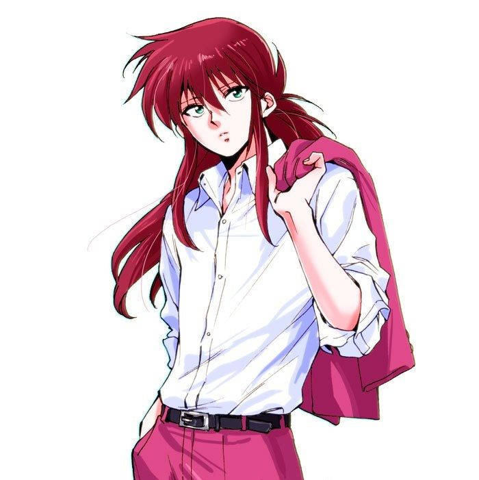 Yoko Kurama, red hair, green eyes, SD Phone Wallpaper