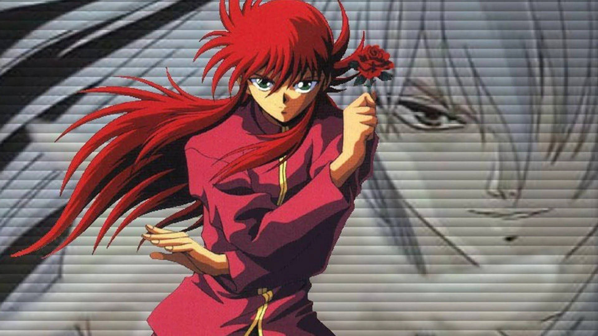 Yoko Kurama, red-haired anime warrior, maroon robe, Full HD Desktop Wallpaper
