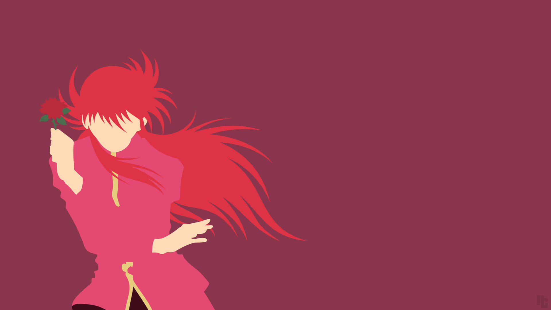 Yoko Kurama, dark magenta, red rose, Full HD Desktop Wallpaper