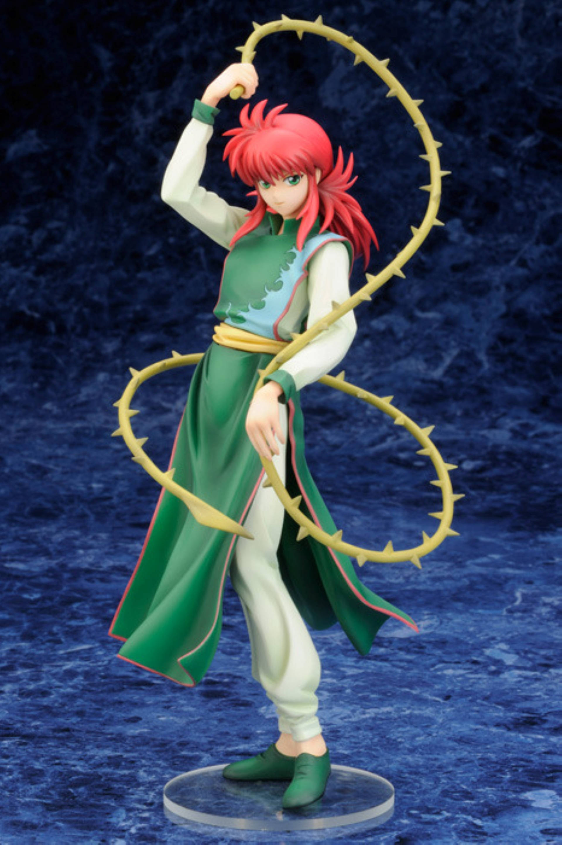 Yoko Kurama, red-haired warrior, green robes, 2K Phone Wallpaper