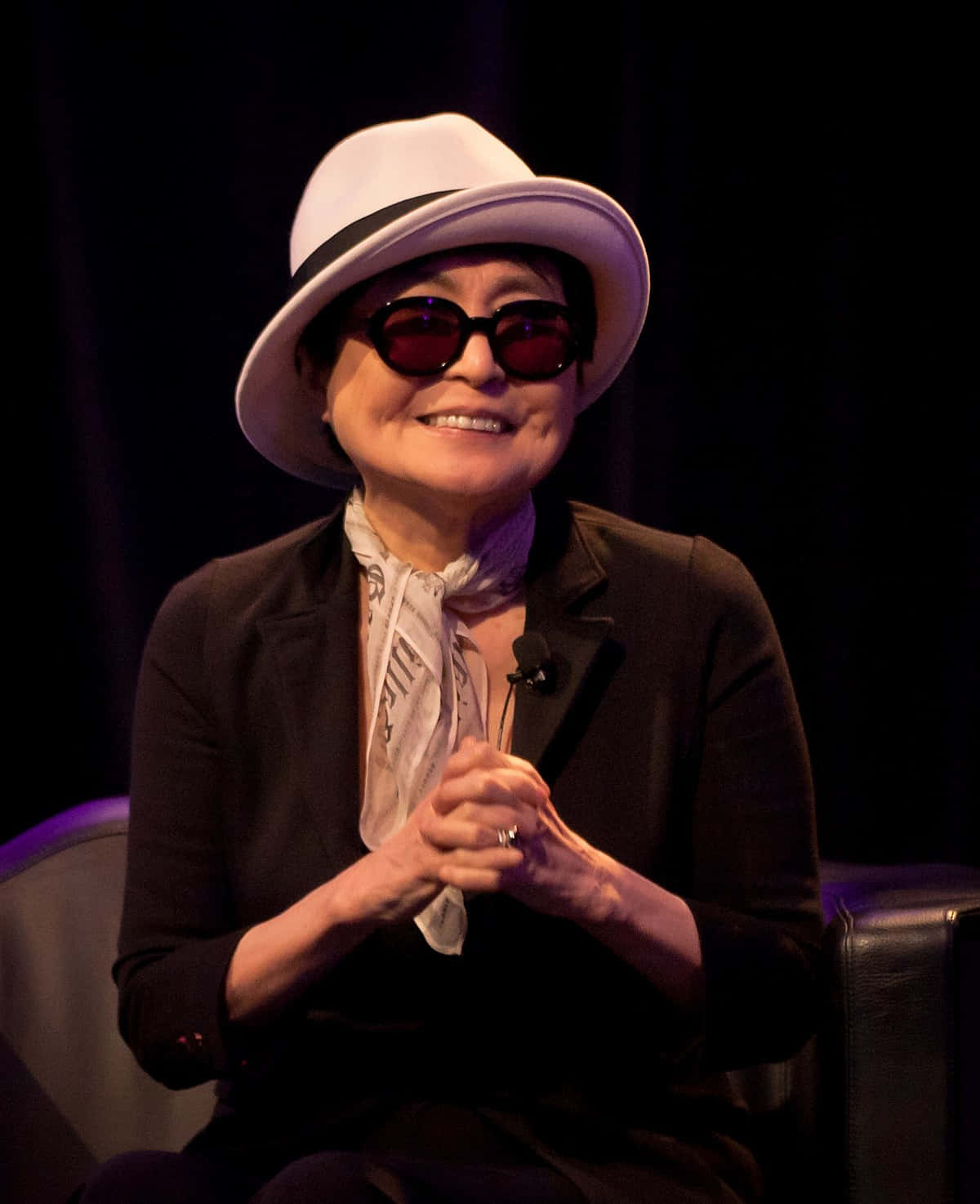 Yoko Ono, white fedora, dark sunglasses, HD Phone Wallpaper