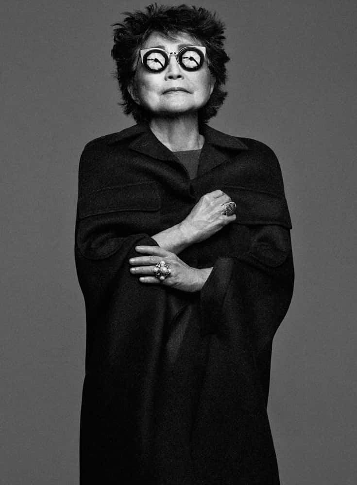 Yoko Ono, funny glasses, oversized glasses, SD Phone Wallpaper