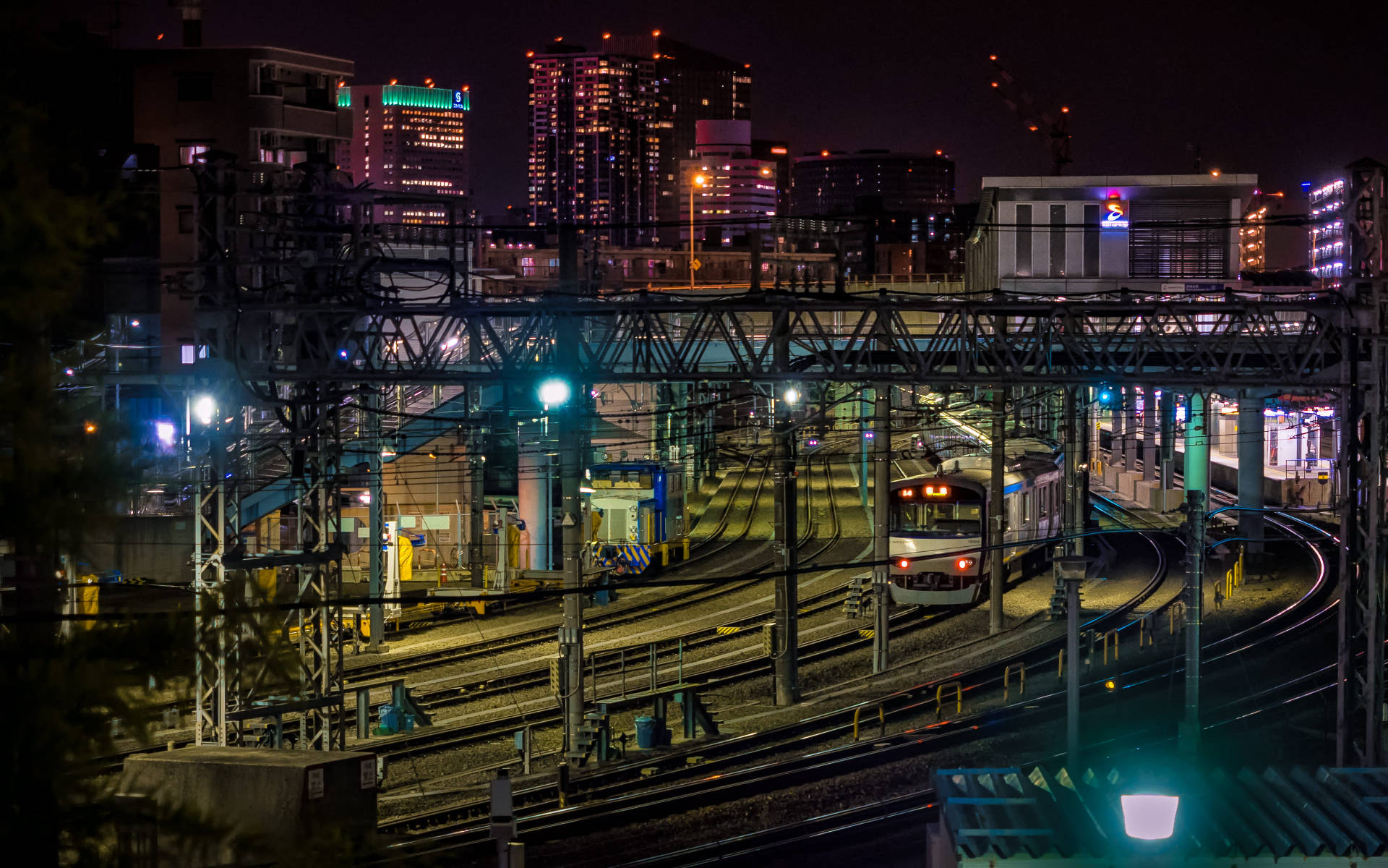 Yokohama, neon lights, night, Full HD Desktop Wallpaper