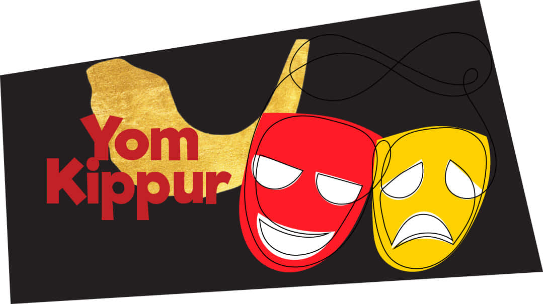 Yom Kippur, theatrical masks, red, SD Desktop Wallpaper
