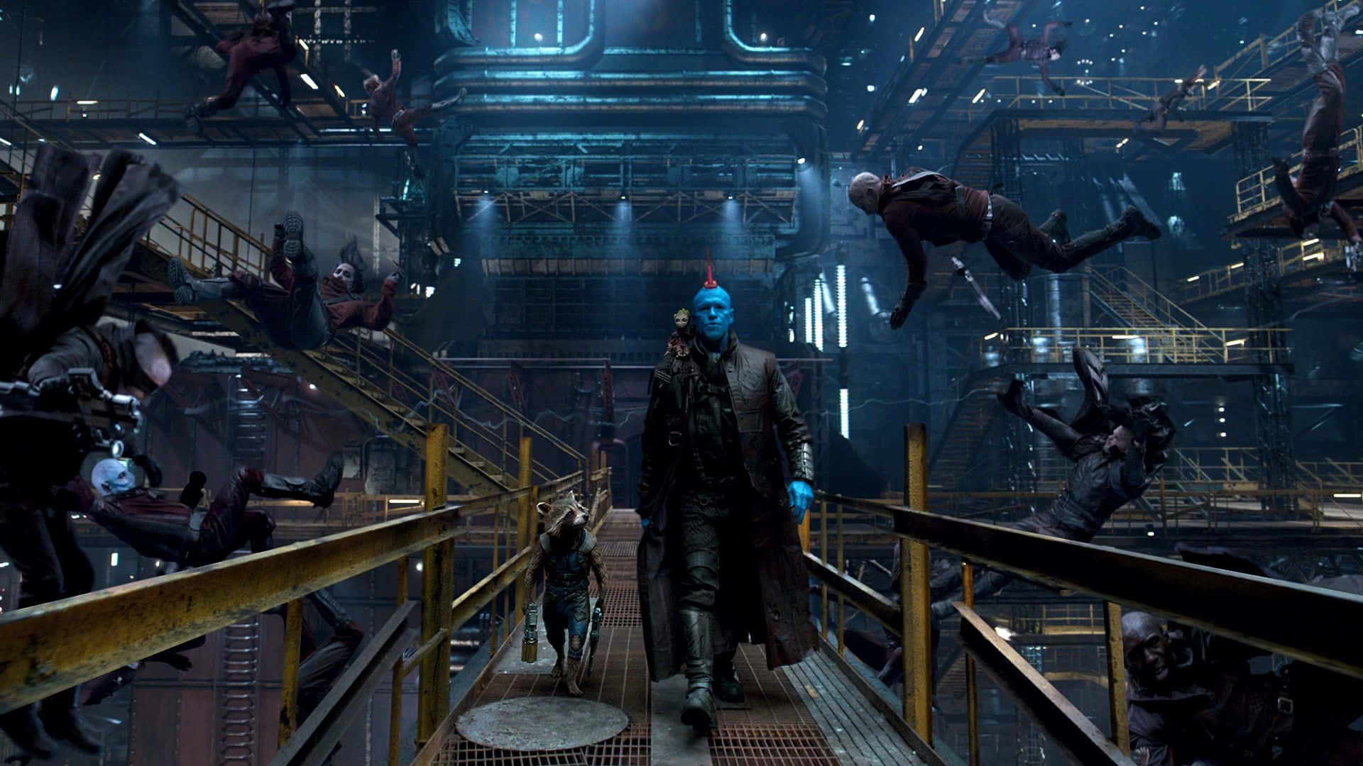 Yondu, blue-skinned alien, metal walkway, Full HD Desktop Wallpaper