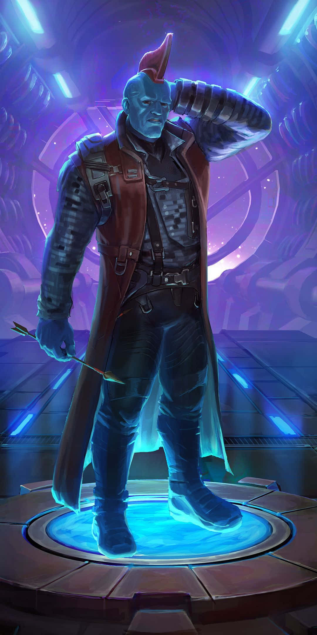 Yondu, blue-skinned alien, red mohawk, Full HD Phone Wallpaper