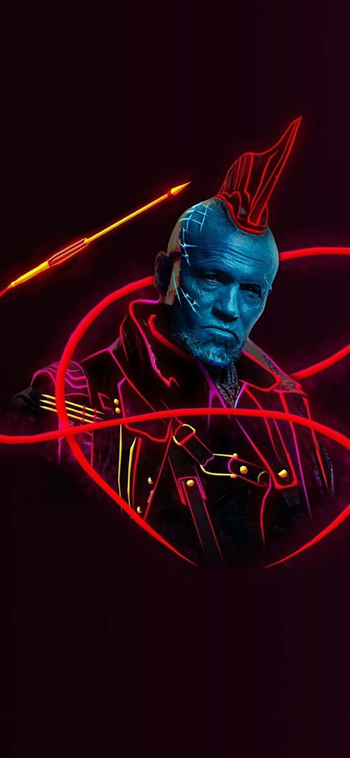 Yondu, blue-skinned warrior, glowing red arrow, Full HD Phone Wallpaper