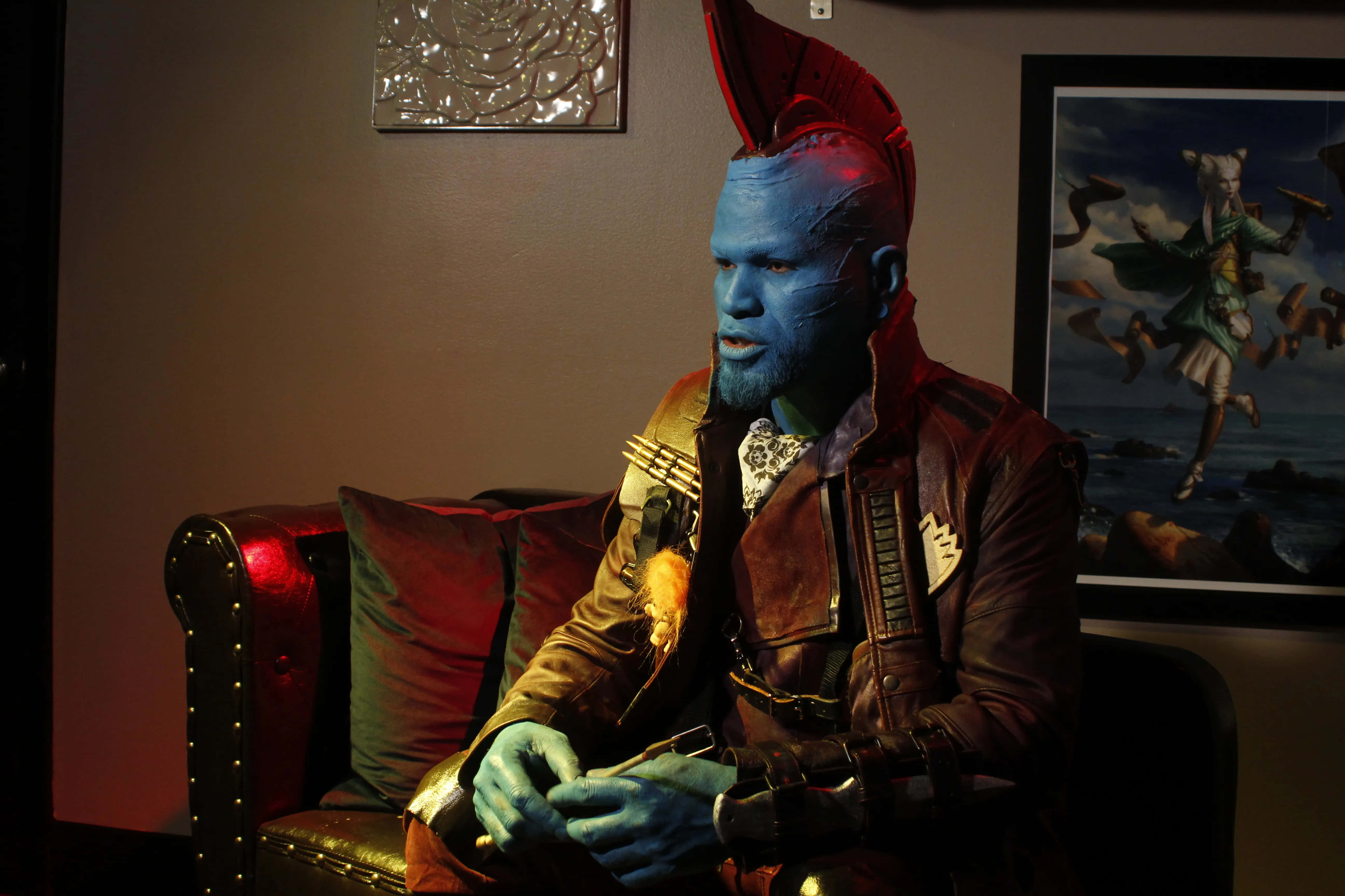 Yondu, blue-skinned alien, red mohawk, 5K Desktop Wallpaper