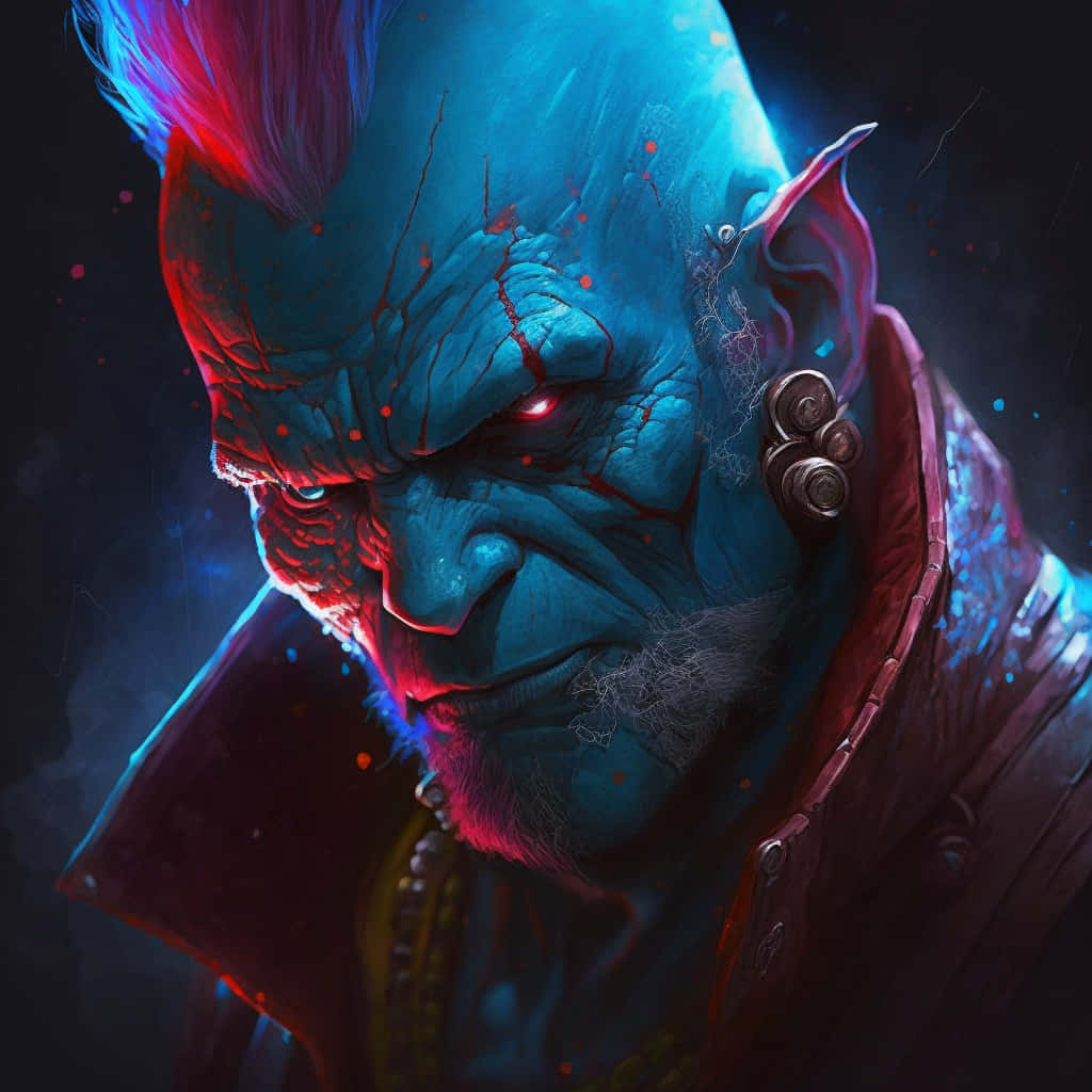 Yondu, blue-skinned alien, glowing red eyes, SD Desktop Wallpaper