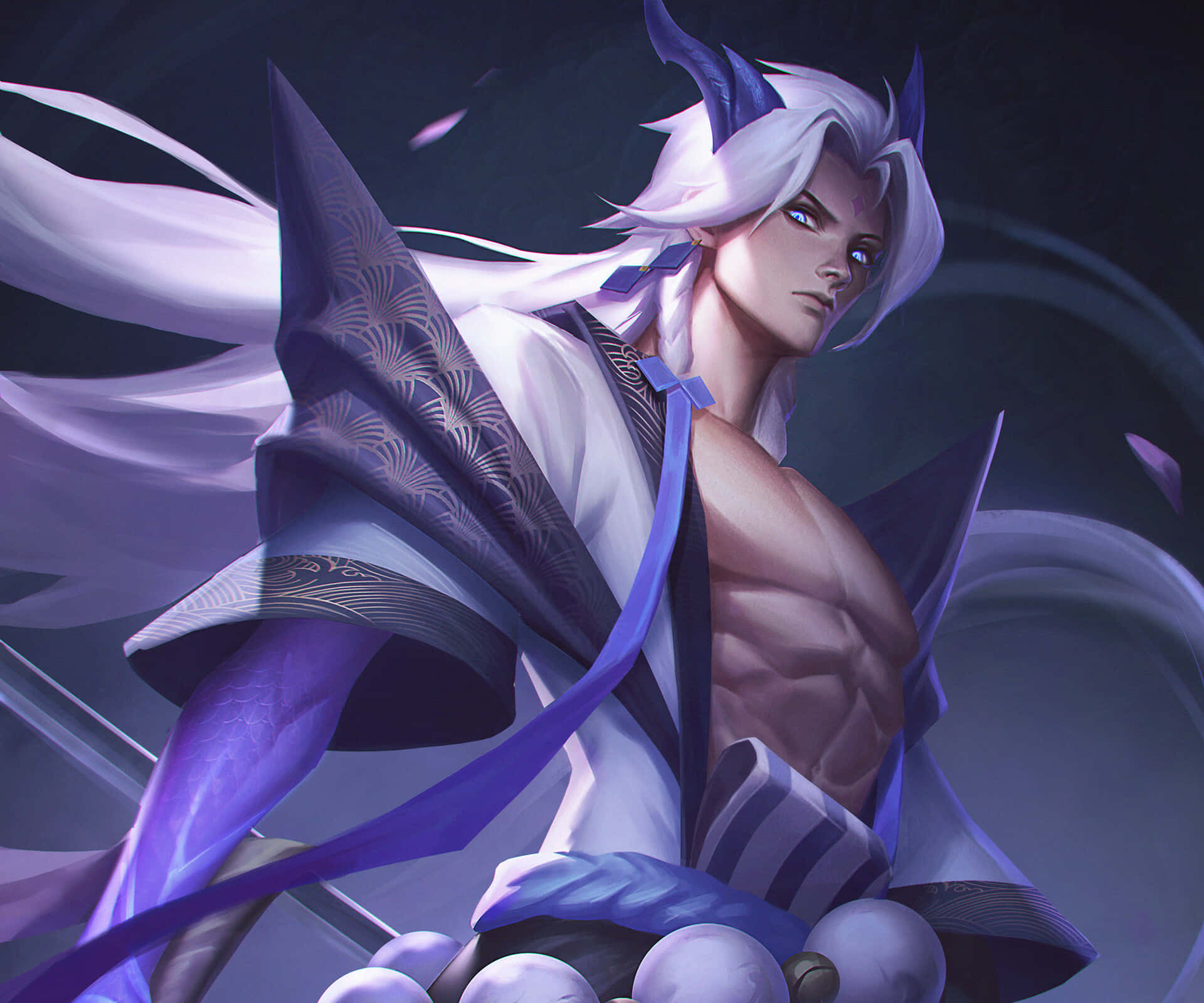Yone, the Unforgotten Warrior, white hair, Full HD Desktop Wallpaper
