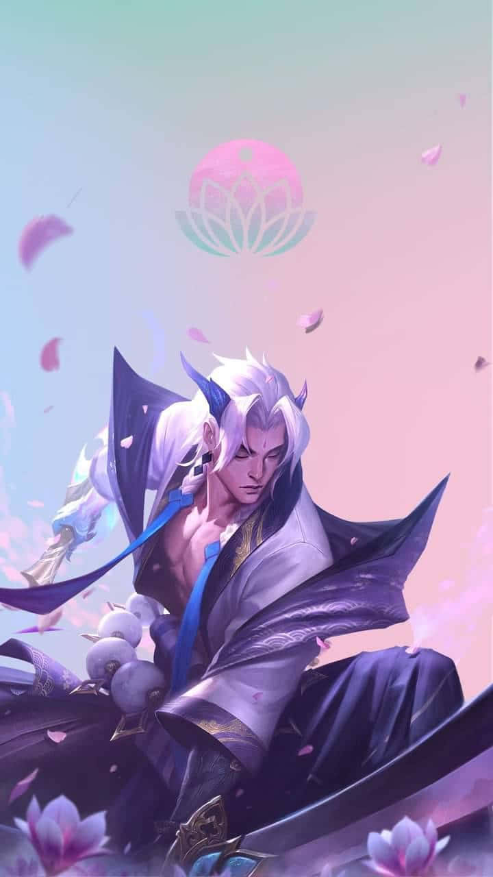 Yone, white hair, purple armor, HD Phone Wallpaper