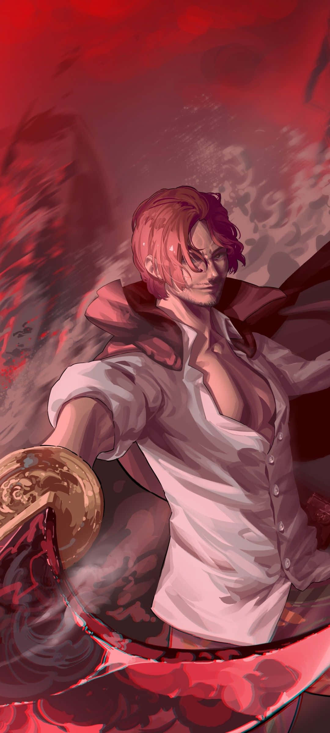 Yonko, red hair, glowing sword, Full HD Phone Wallpaper