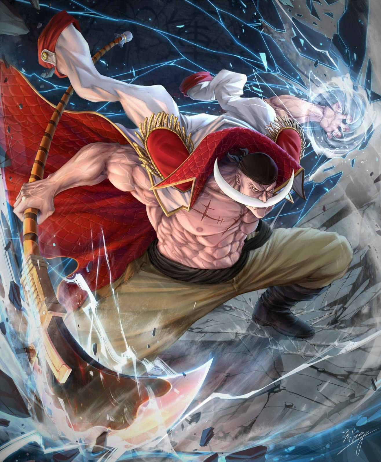 Yonko, red cape, white beard, HD Phone Wallpaper