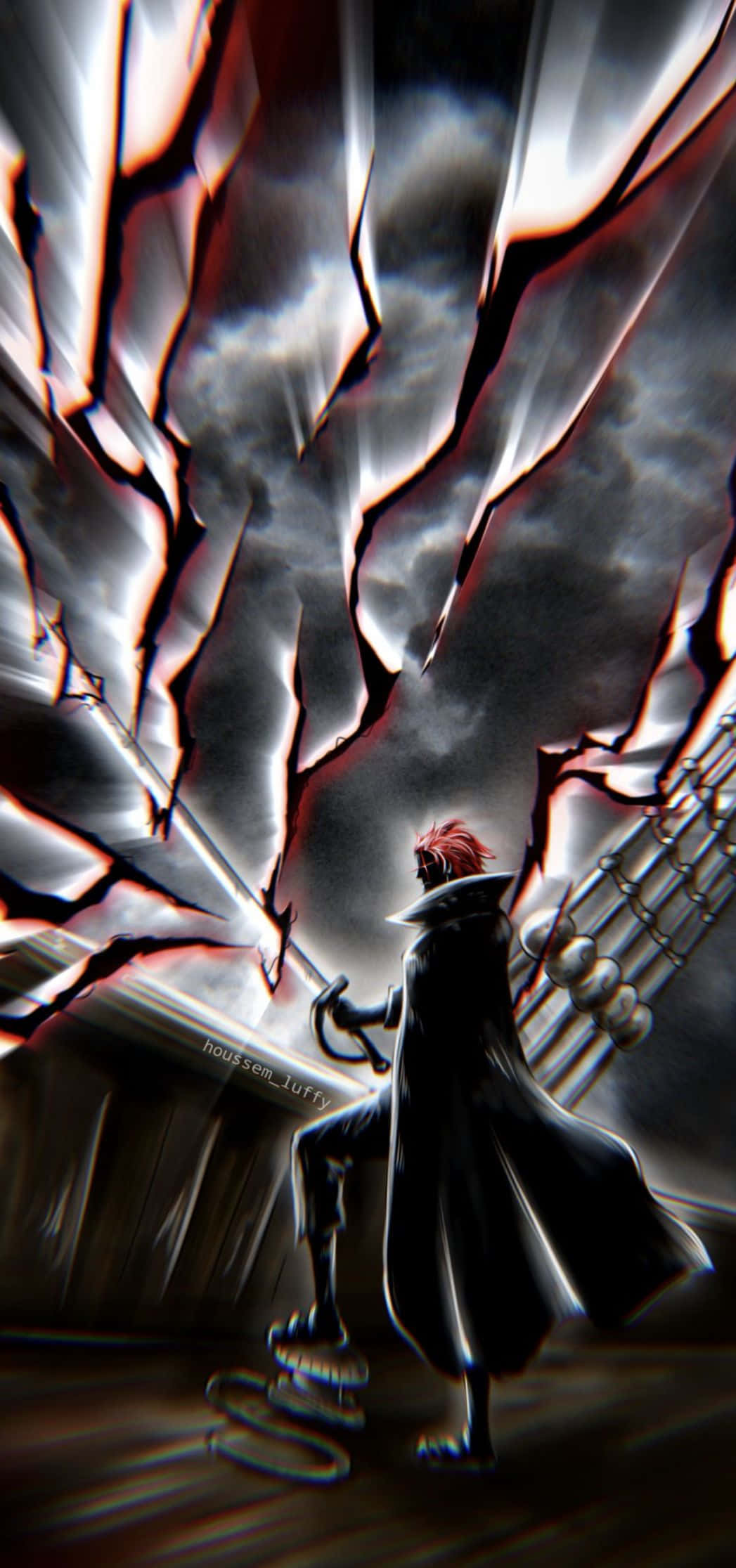 Yonko, red-haired anime warrior, black coat, Full HD Phone Wallpaper