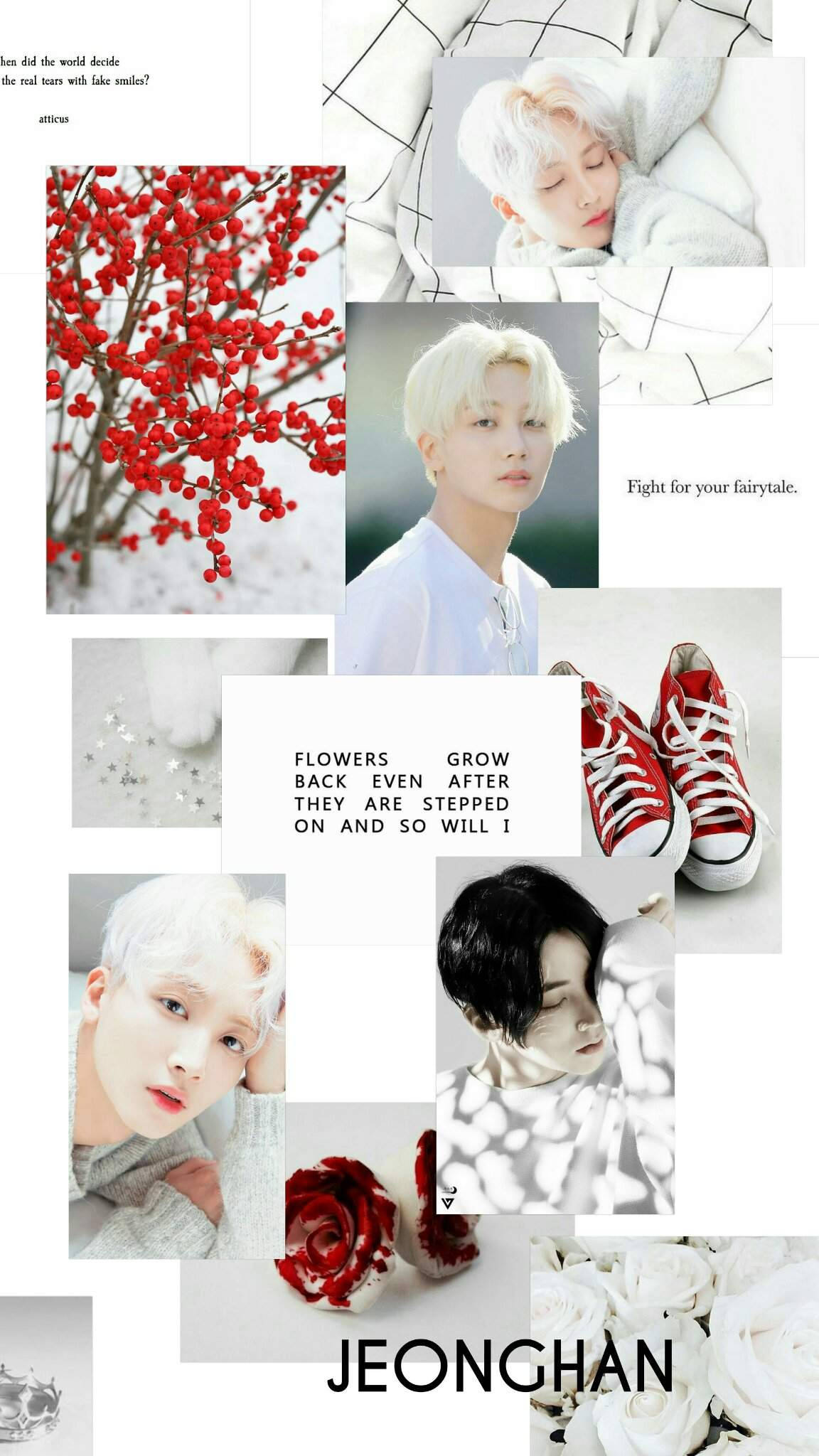 Yoon Jeonghan, white hair, red berries, Full HD Phone Wallpaper