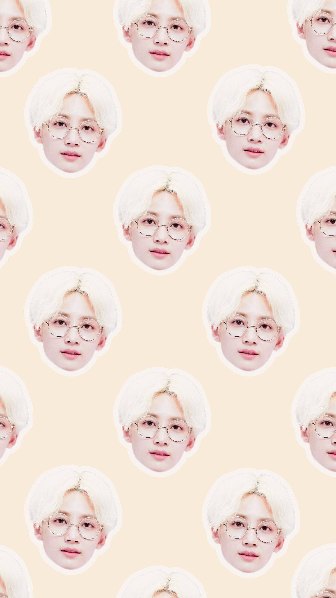 Yoon Jeonghan, platinum blonde hair, round glasses, Full HD Phone Wallpaper