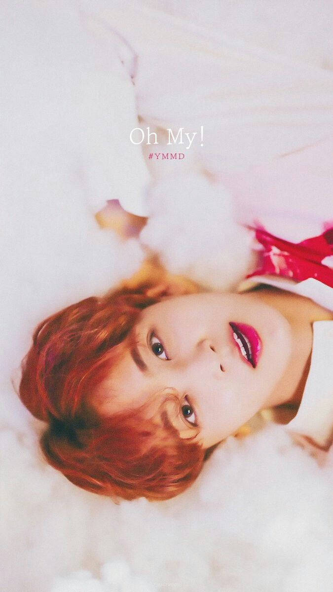 Yoon Jeonghan, red hair, bold pink lips, SD Phone Wallpaper
