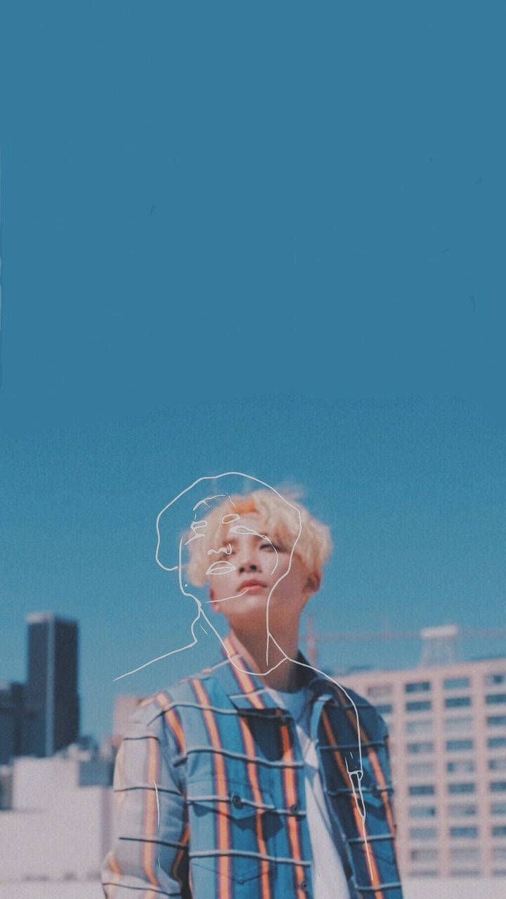 Yoon Jeonghan, striped shirt, bright blue sky, HD Phone Wallpaper