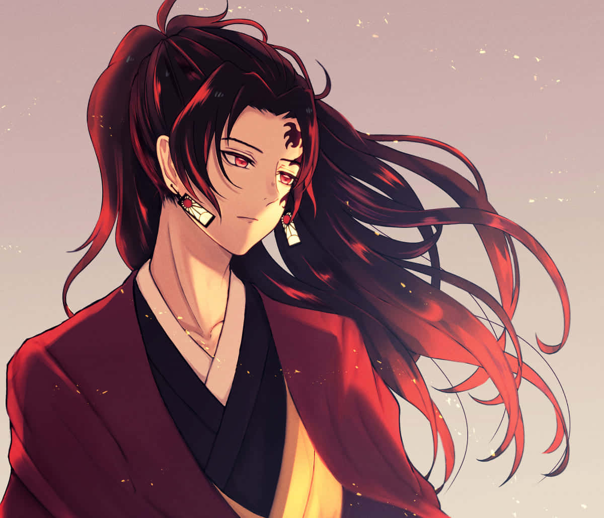 Yoriichi Tsugikuni, red hair, red eyes, SD Desktop Wallpaper