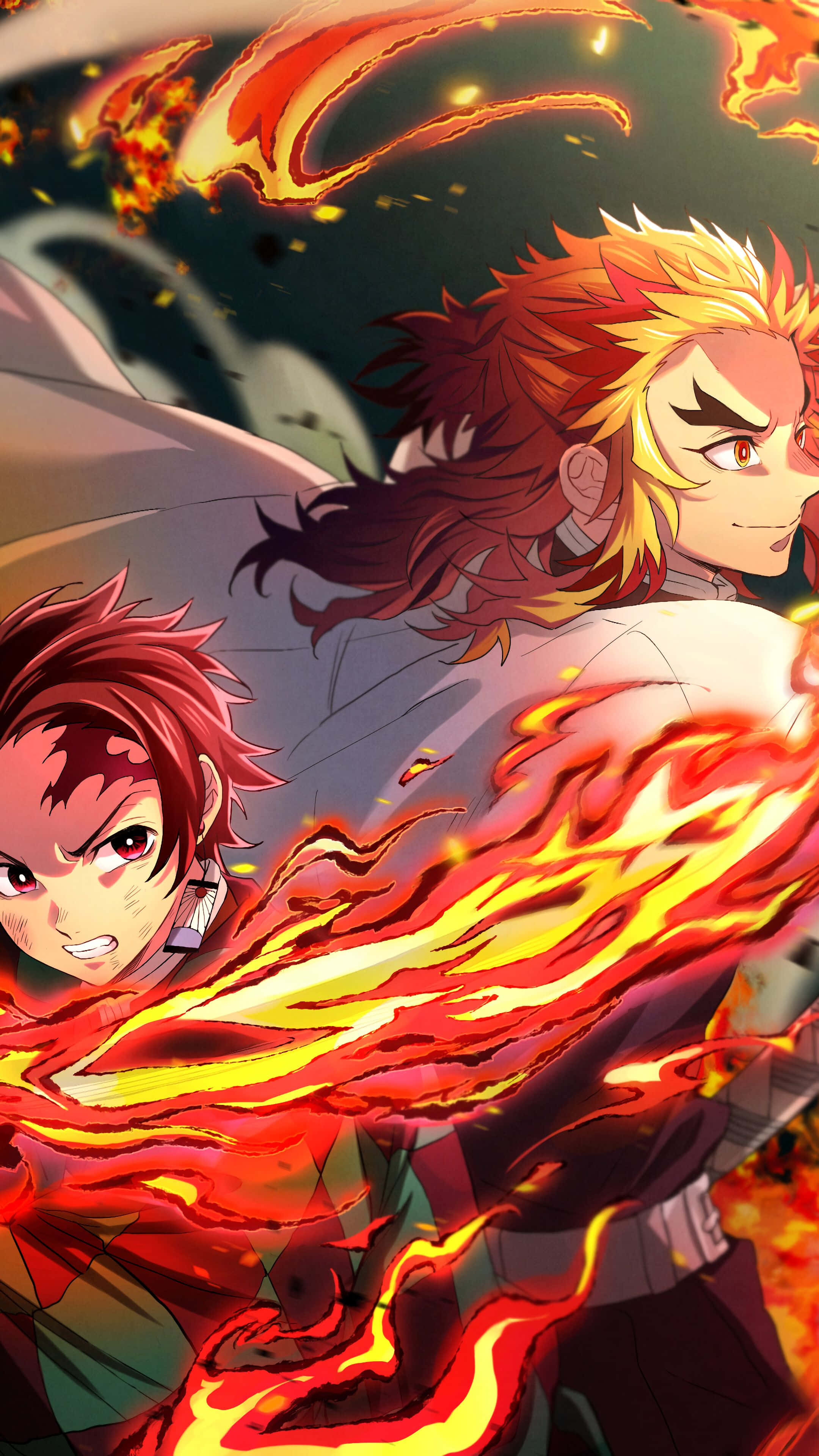 Yoriichi Tsugikuni, fire, anime warriors, 4K Phone Wallpaper