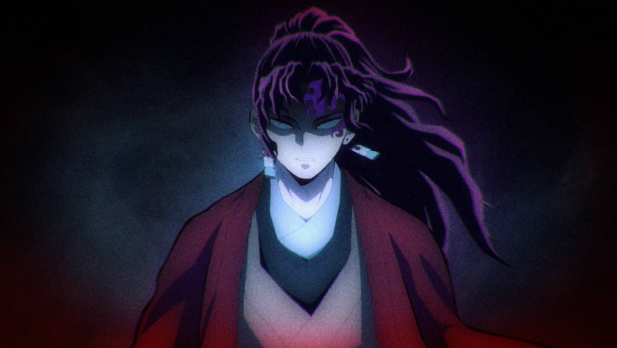 Yoriichi Tsugikuni, glowing eyes, purple markings, SD Desktop Wallpaper