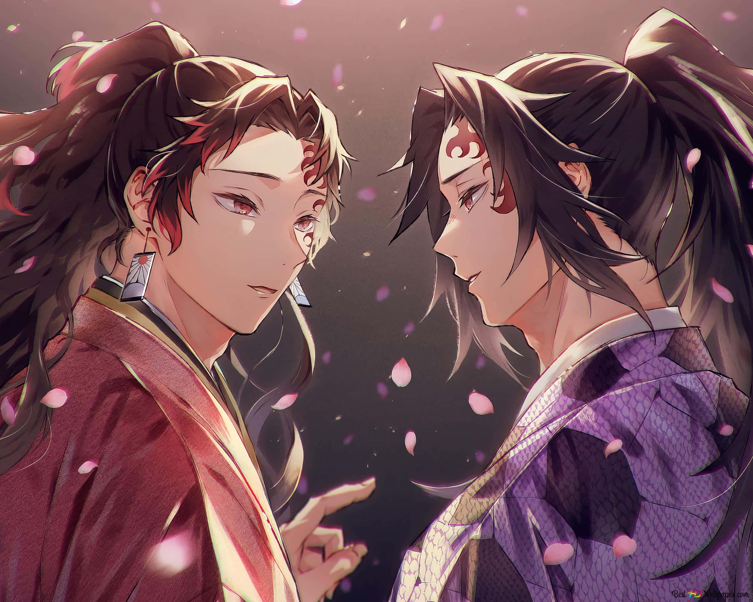 Yoriichi Tsugikuni, breath of the sun, pink cherry blossoms, 2K Desktop Wallpaper