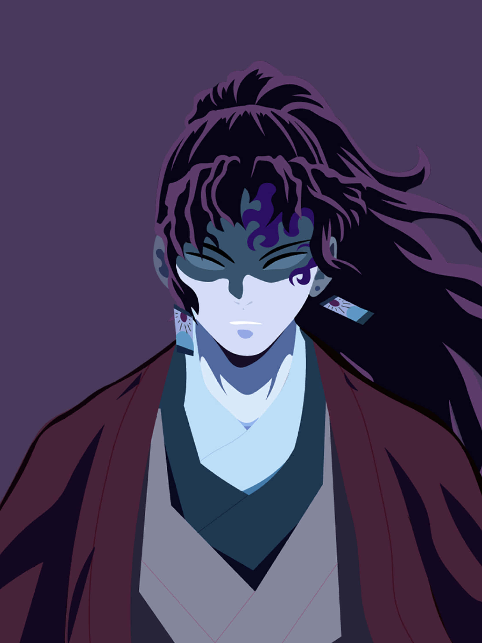 Yoriichi Tsugikuni, dark hair, purple markings, Full HD Phone Wallpaper