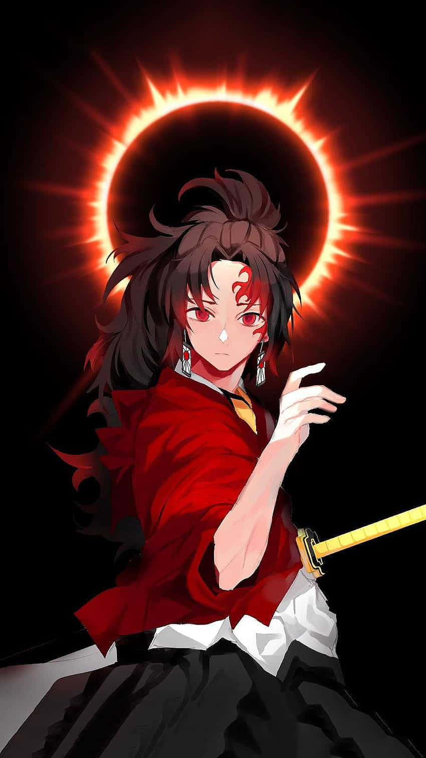 Yoriichi Tsugikuni, demon slayer, red eyes, HD Phone Wallpaper