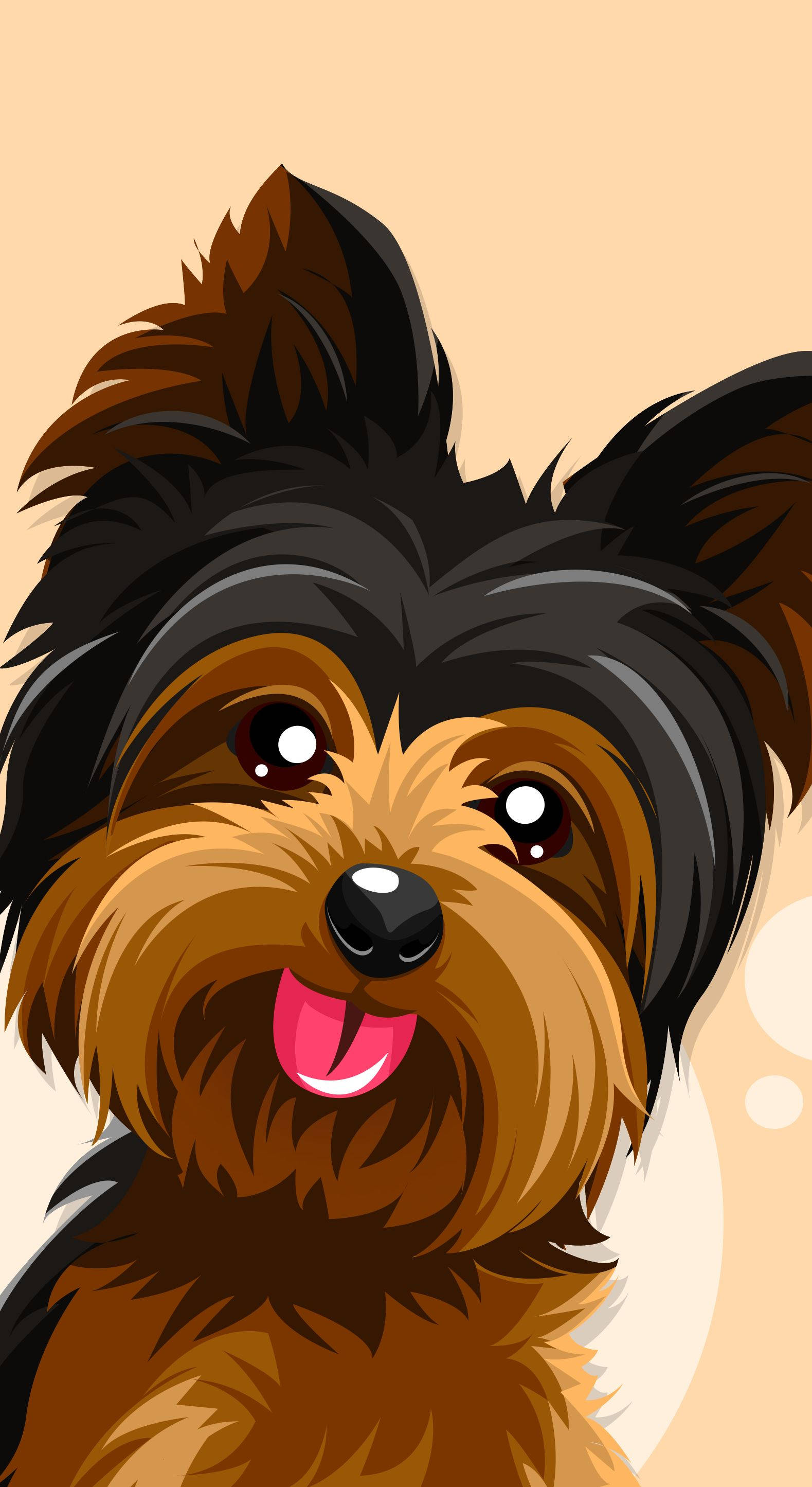 Yorkshire Terrier, fluffy brown and black fur, pink tongue, 2K Phone Wallpaper