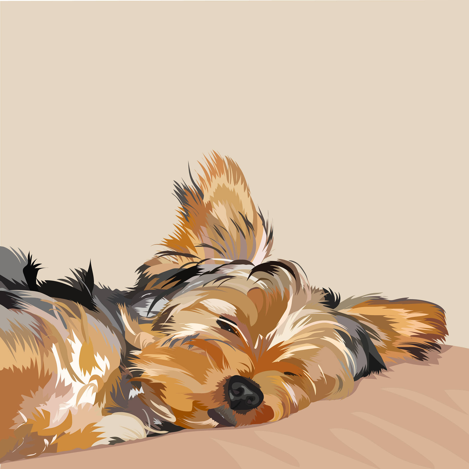 Yorkshire terrier, sleeping, digital art, Full HD Desktop Wallpaper
