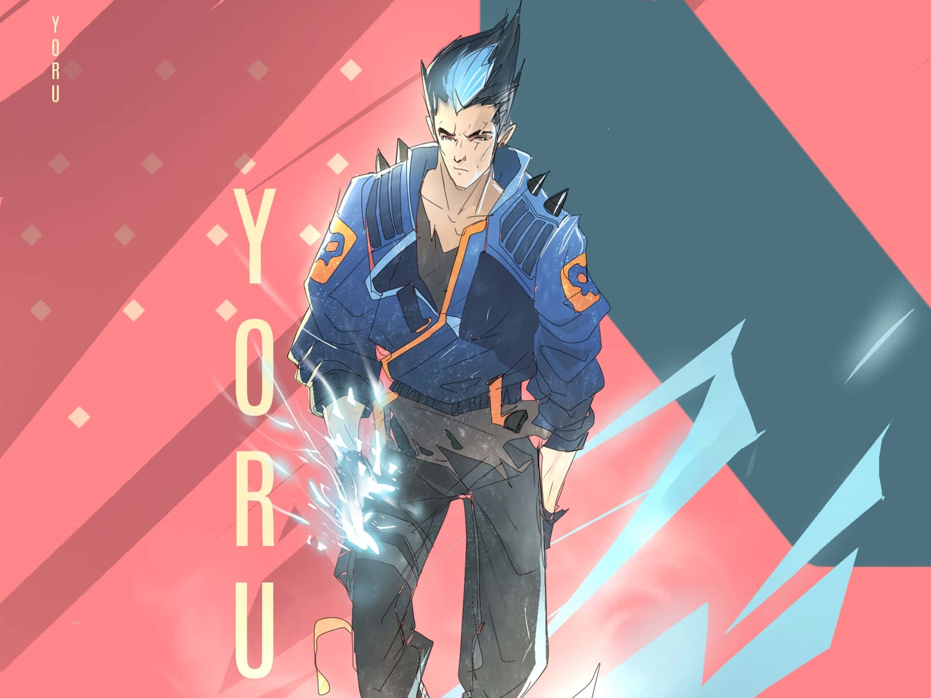 Yoru, Valorant, blue hair, Full HD Desktop Wallpaper