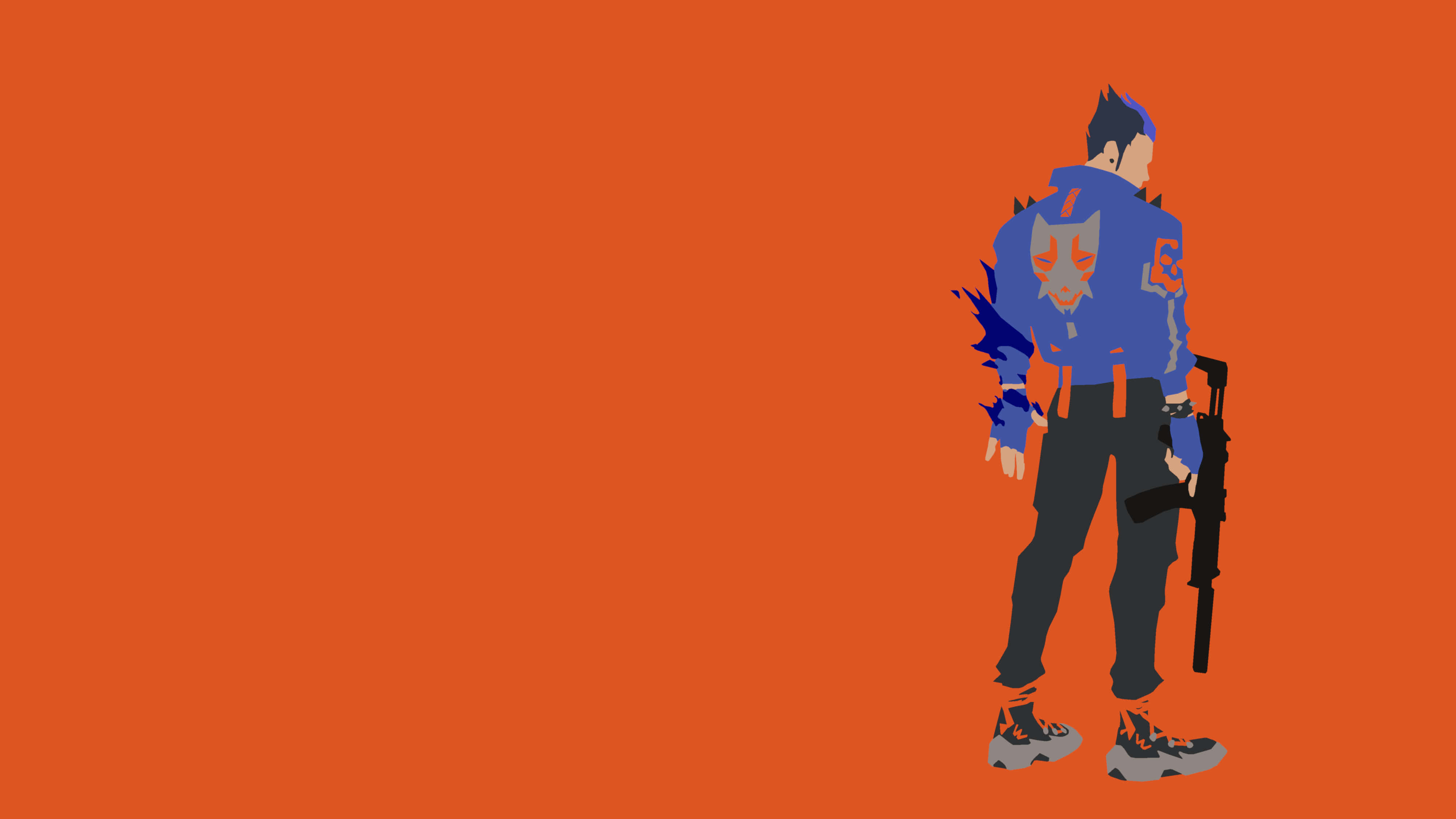 Yoru Valorant, blue-jacketed character, wolf emblem, 4K Desktop Wallpaper