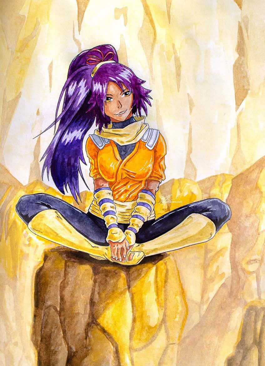 Yoruichi Shihoin, purple-haired, orange and blue, SD Phone Wallpaper